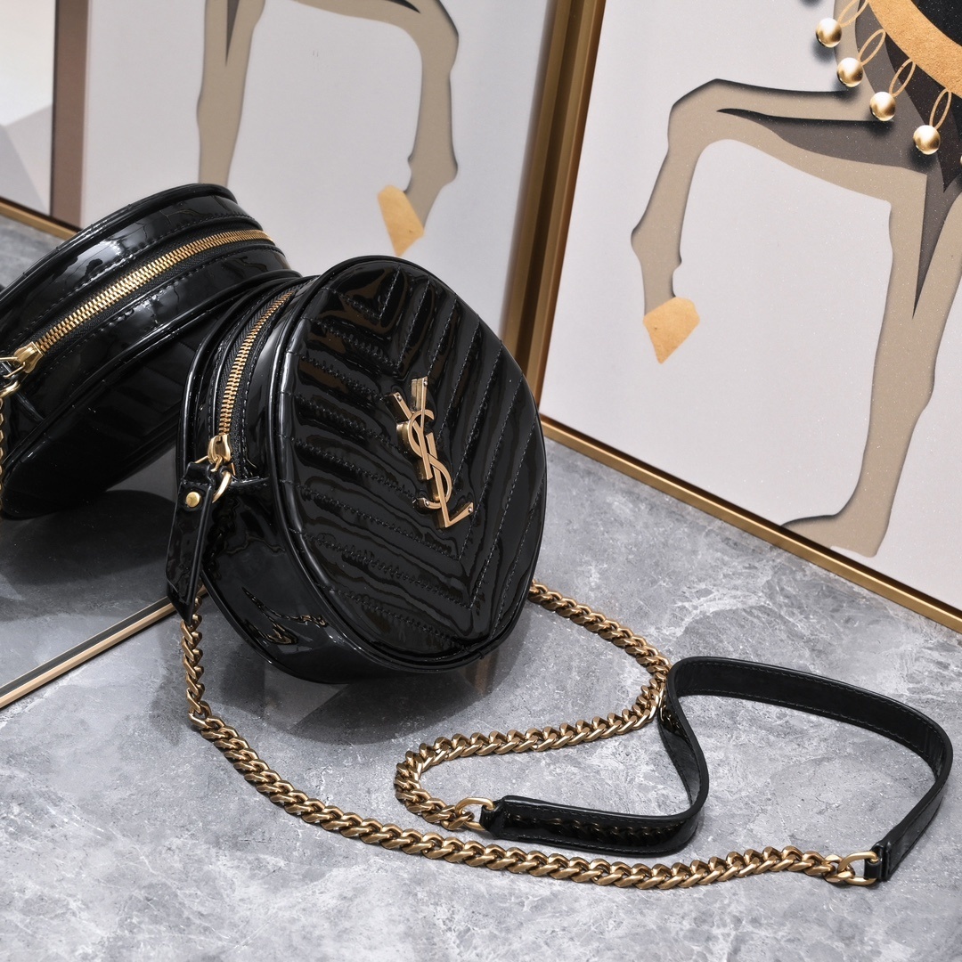 yves saint laurent black quilted round crossbody bag - Image 8