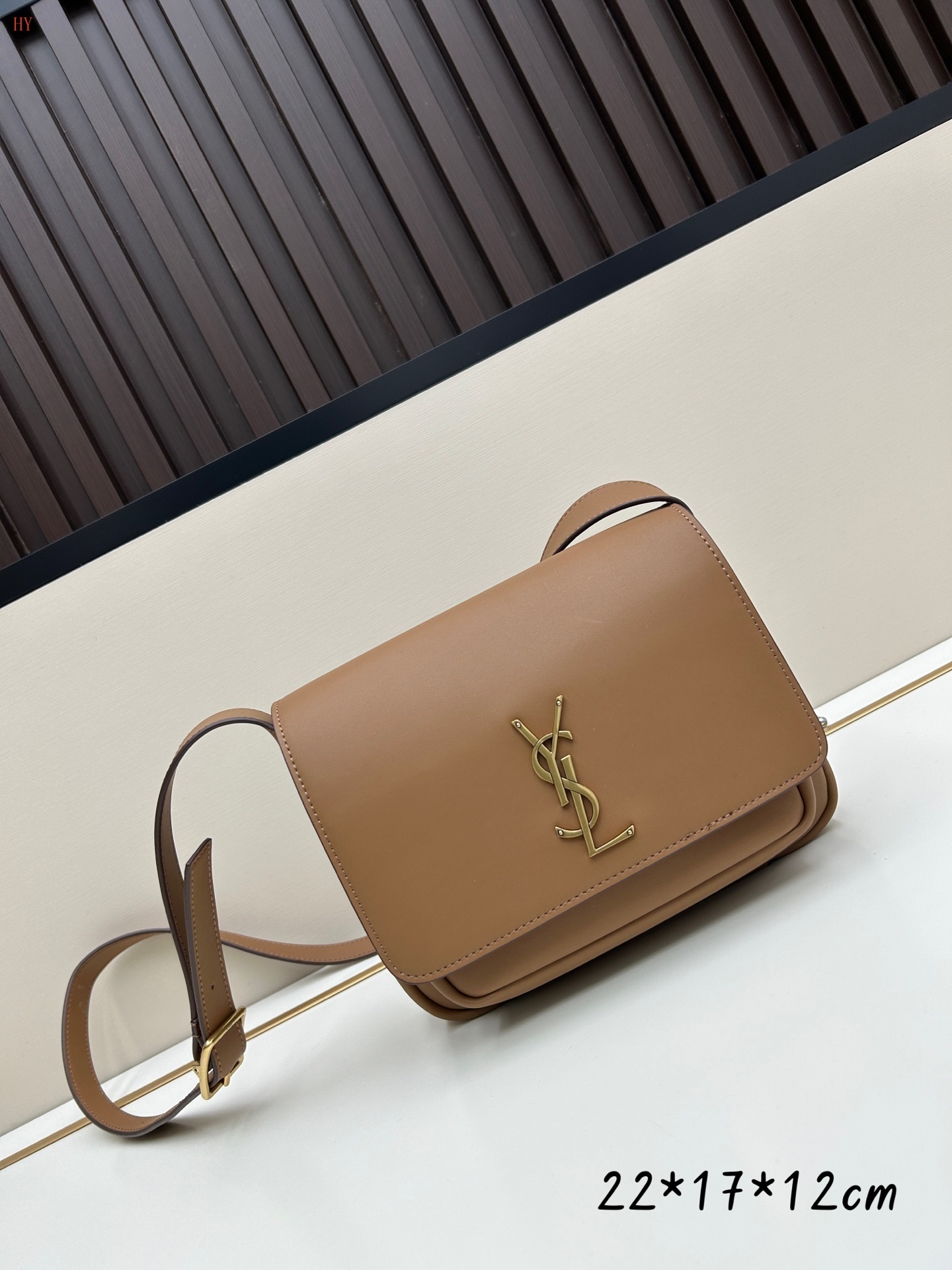 yves saint laurent brown leather crossbody bag 22*17*12 cm