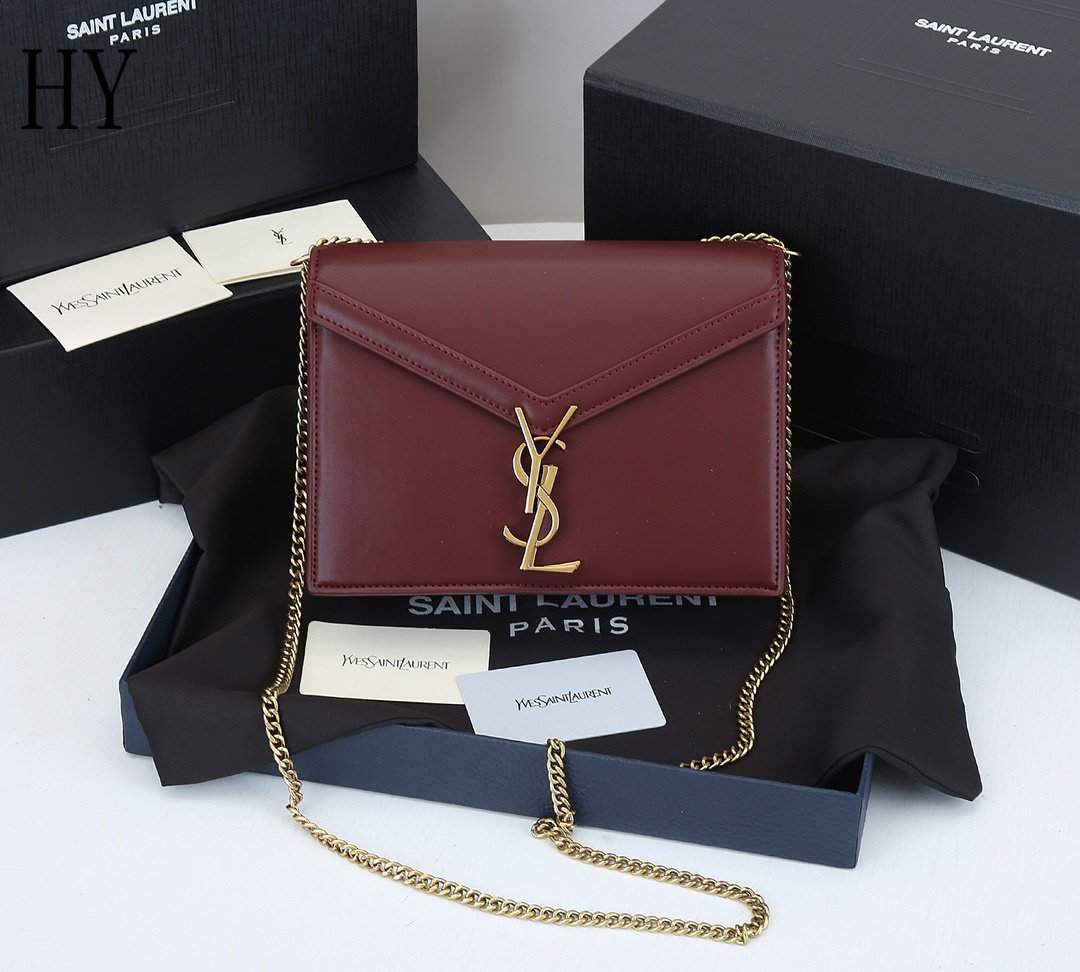 yves saint laurent burgundy leather crossbody bag - 22x16.5x5.5cm