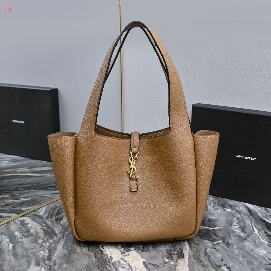 yves saint laurent brown leather tote bag 50*28*18