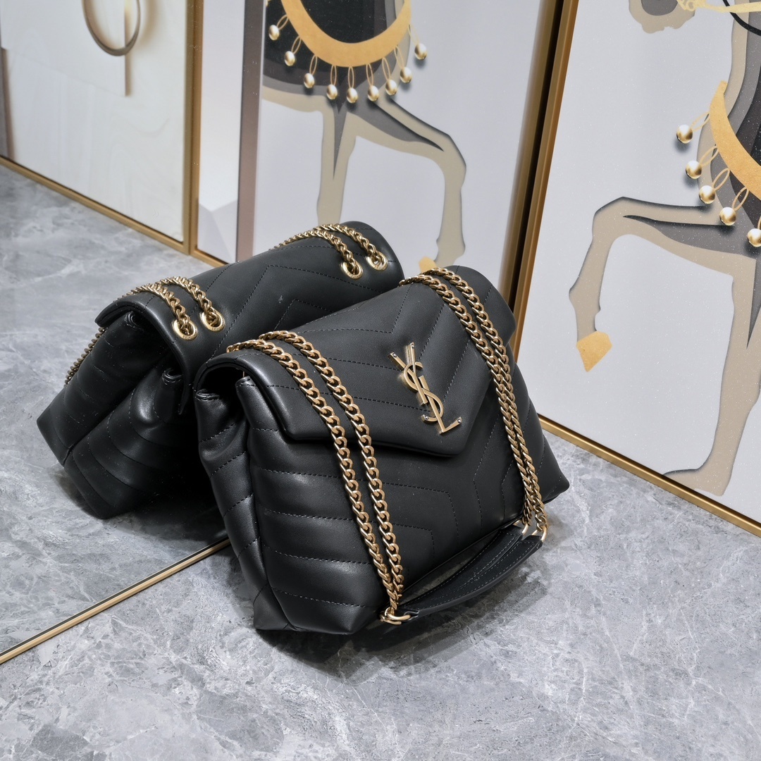 yves saint laurent 24cm black chevron shoulder bag - Image 8