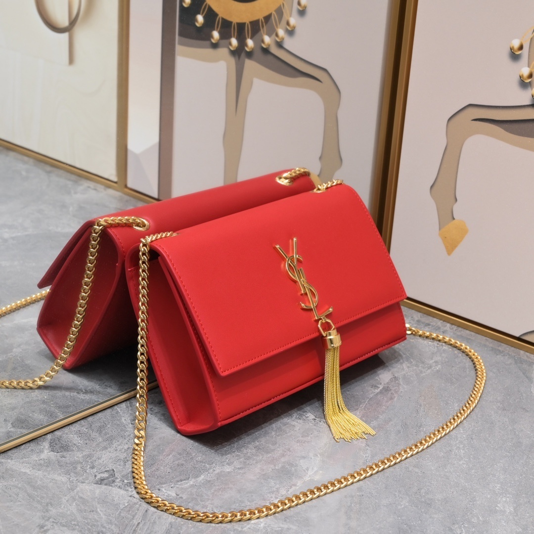 yves saint laurent red leather crossbody bag 24x14x5 - Image 8