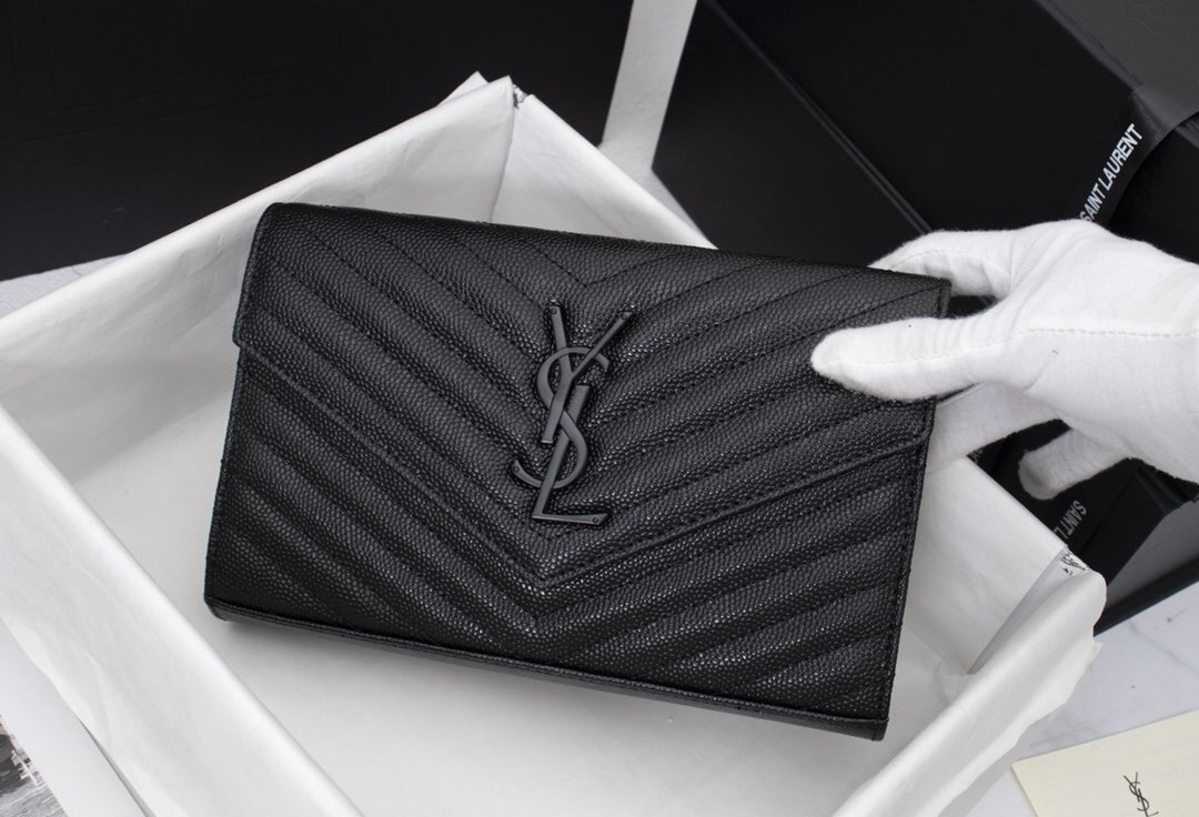 yves saint laurent black chevron wallet on chain - 22.5x14x4 cm - Image 8