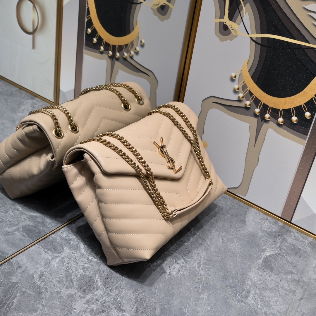 yves saint laurent beige quilted handbag 31*22*11 - Image 8