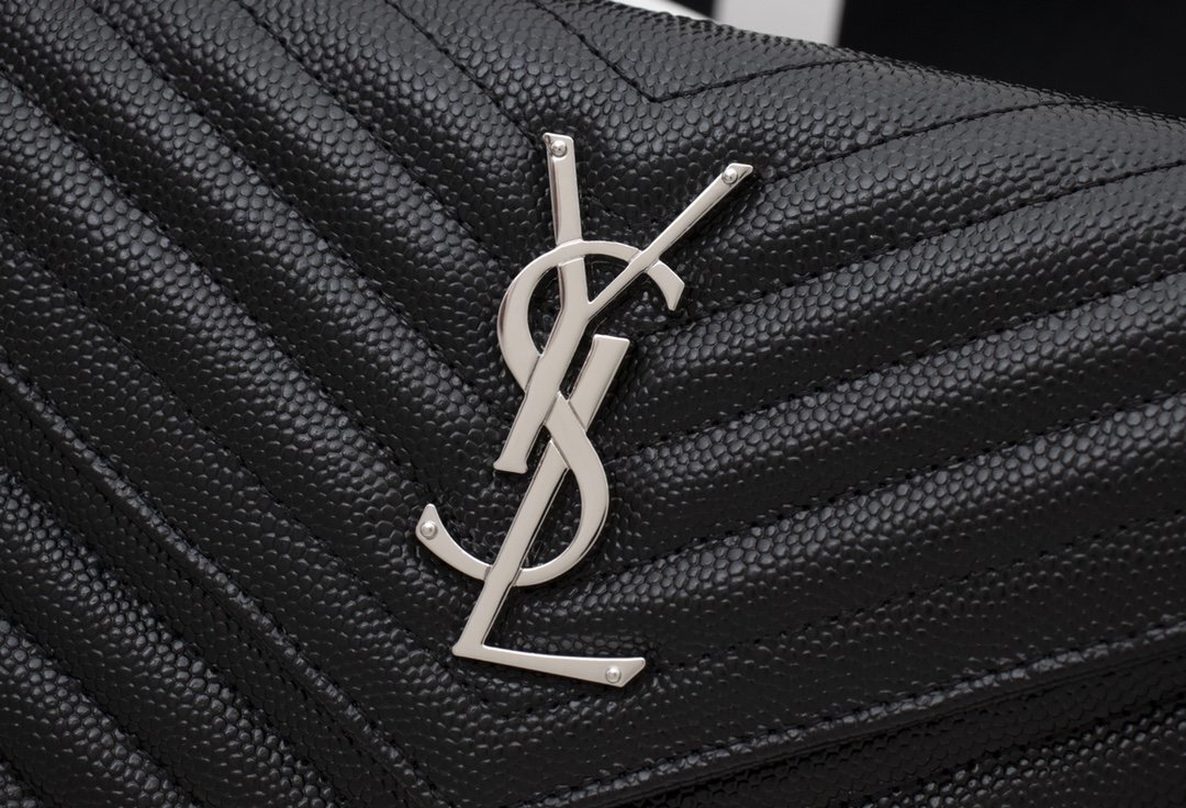 yves saint laurent black chevron wallet on chain - Image 8