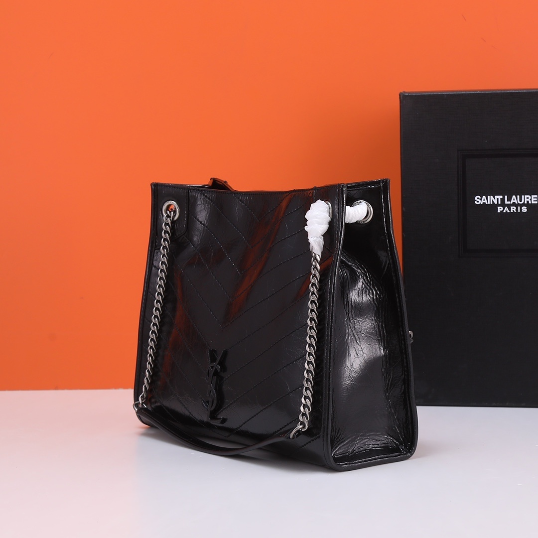yves saint laurent black leather handbag 33-27-11.5cm - Image 8