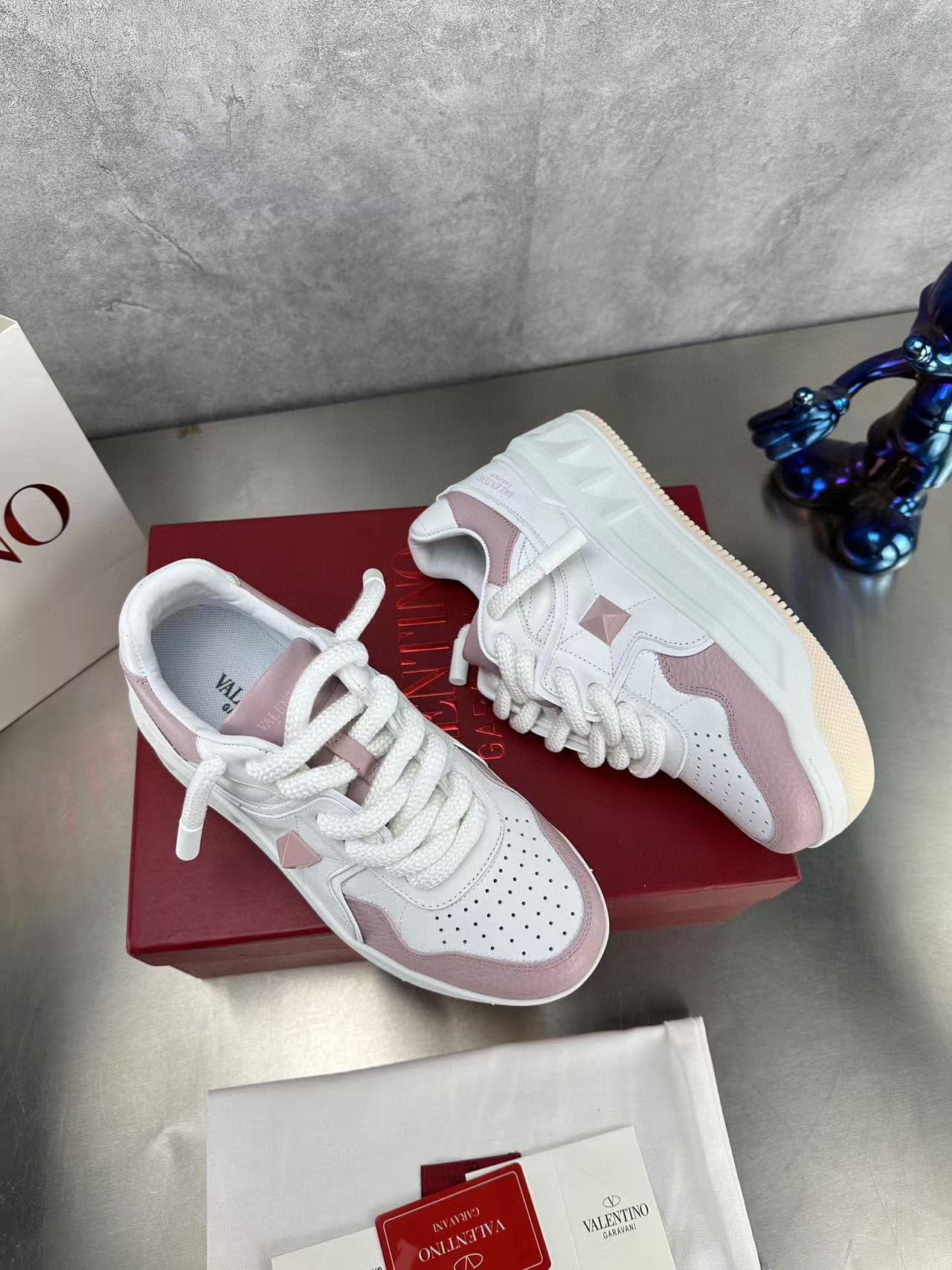 valentino couple sneakers 35/44 - stylish white & pink - Image 8