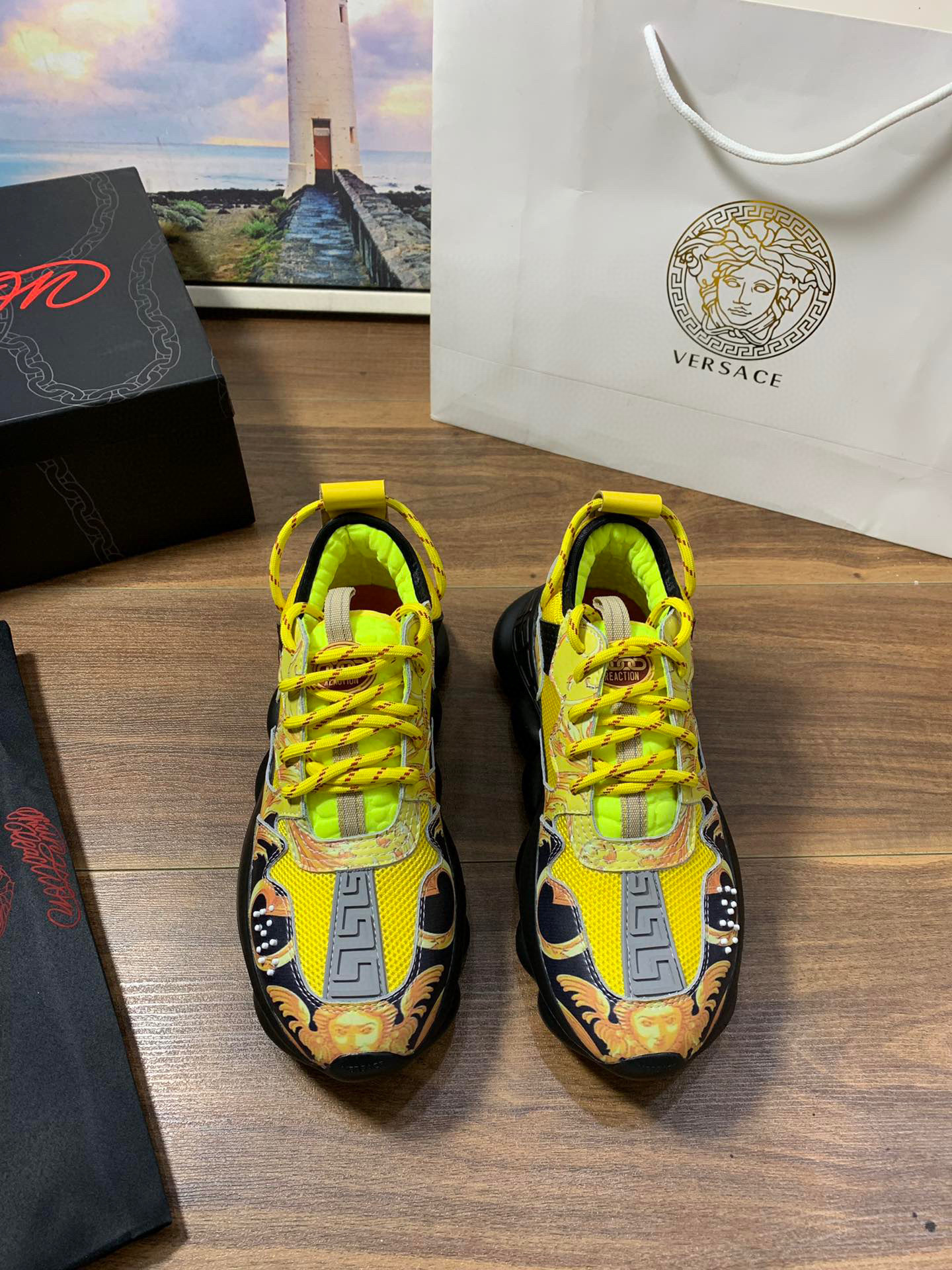 versace couple dad sneakers 35-44 yellow/black - Image 8