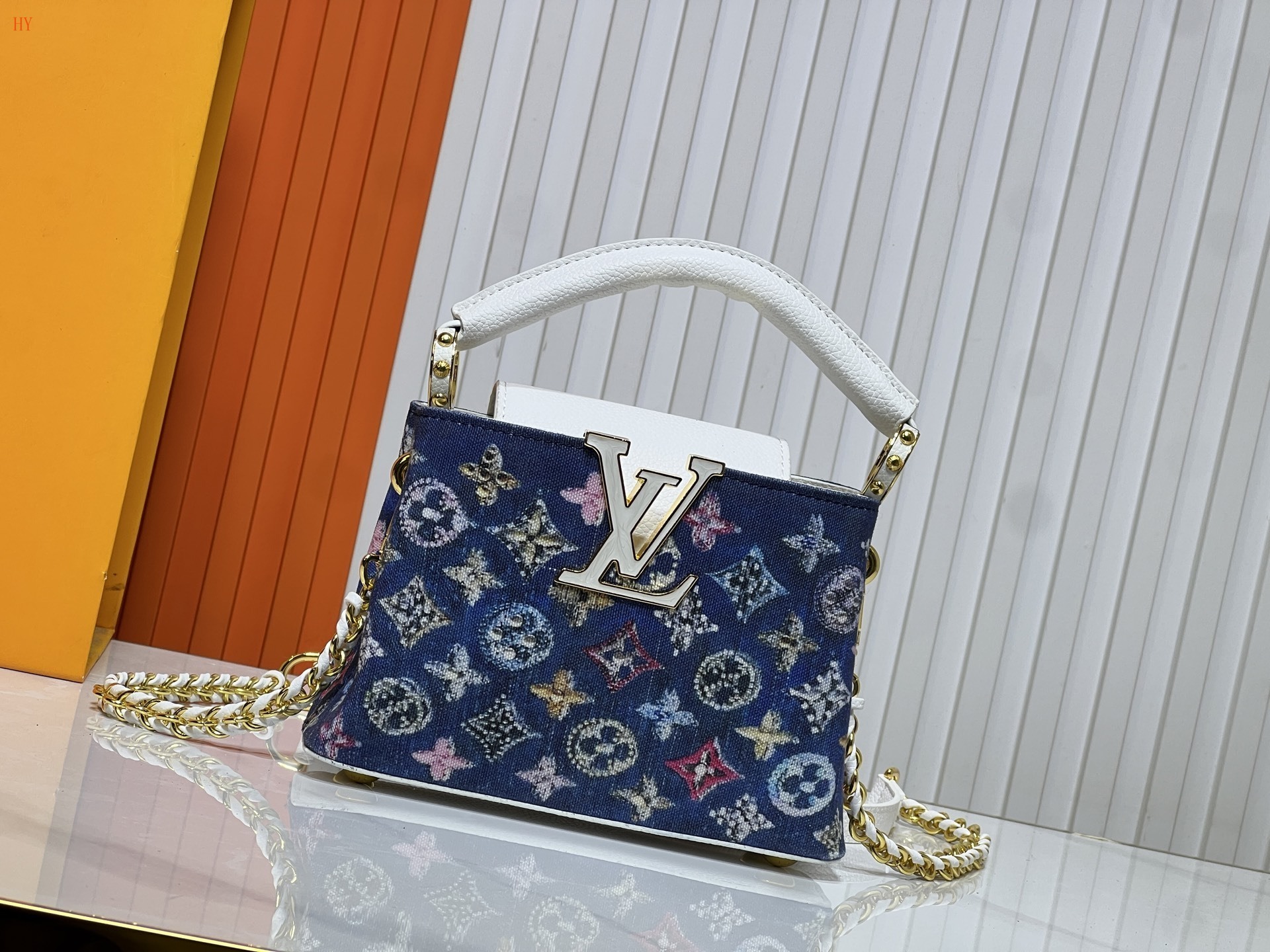 louis vuitton 21*14*8 monogram denim handbag