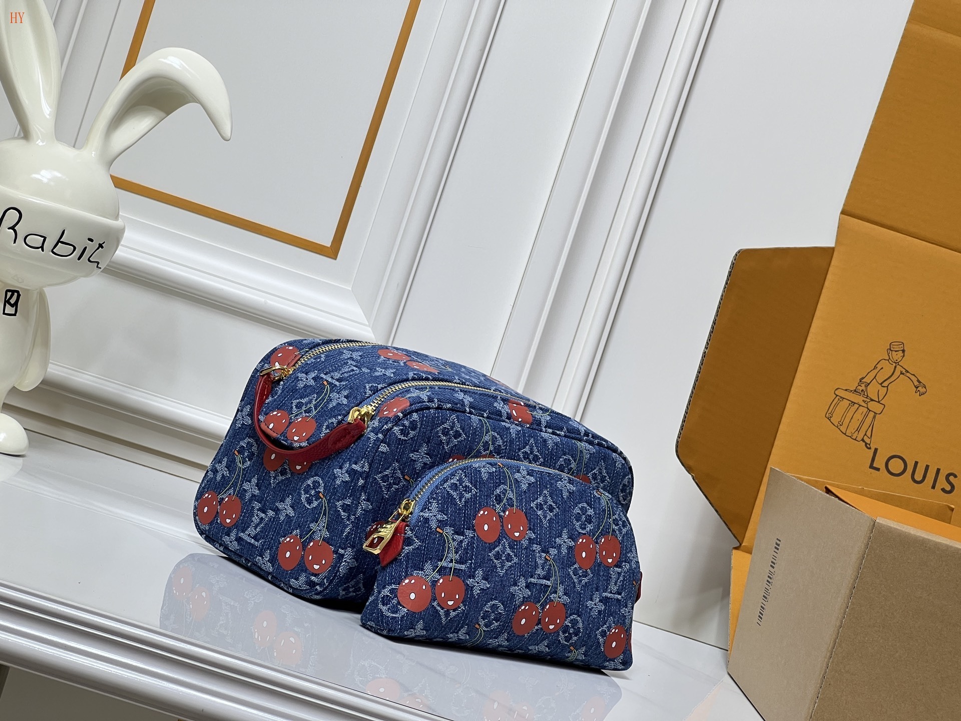 louis vuitton cherry print cosmetic pouch set - 28x15x16.5 cm - Image 8