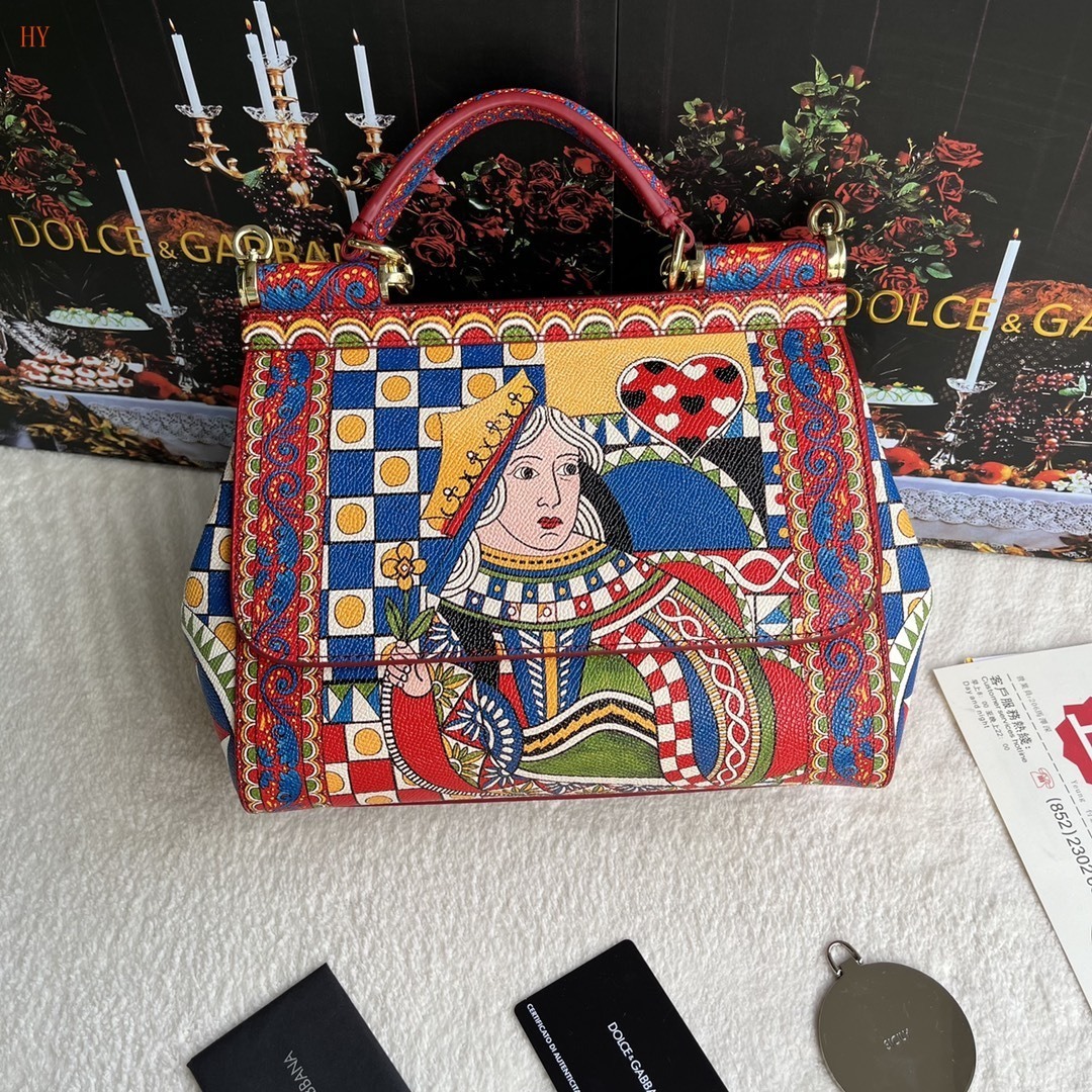 dolce & gabbana colorful queen print handbag 25*20*12.5 cm