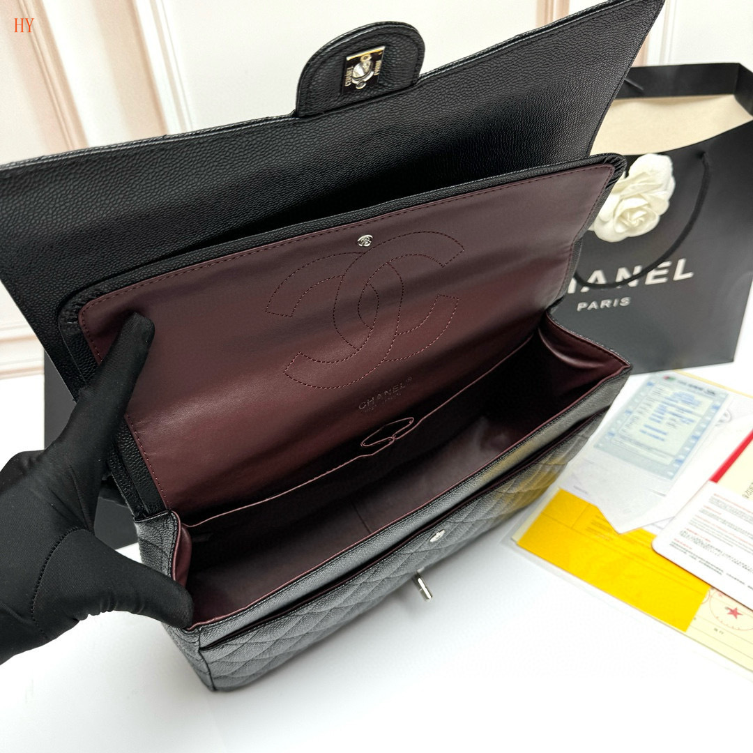 chanel classic flap bag - 33x22x9 cm - black - Image 9