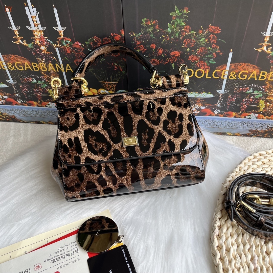 dolce & gabbana leopard print handbag - 20x17x7 cm