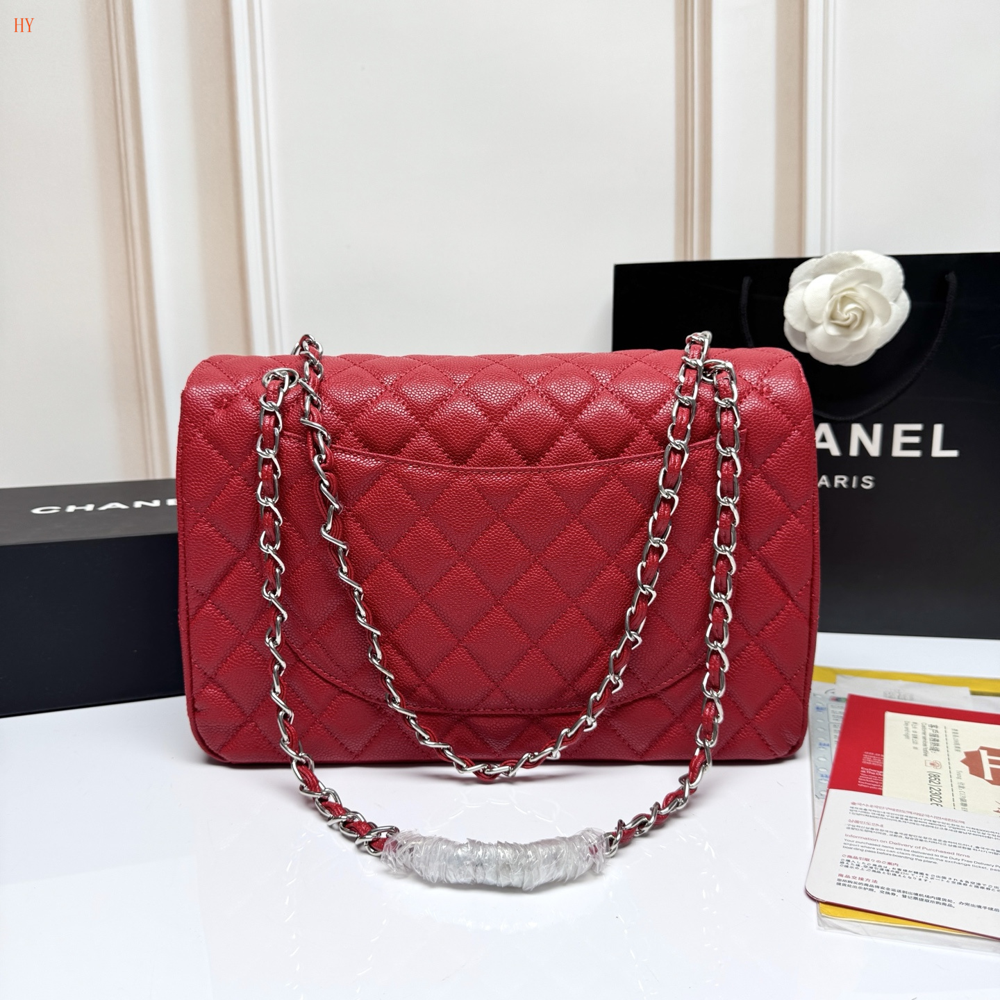 chanel quilted wallet on chain - 33x22x9 cm, burgundy - Image 9