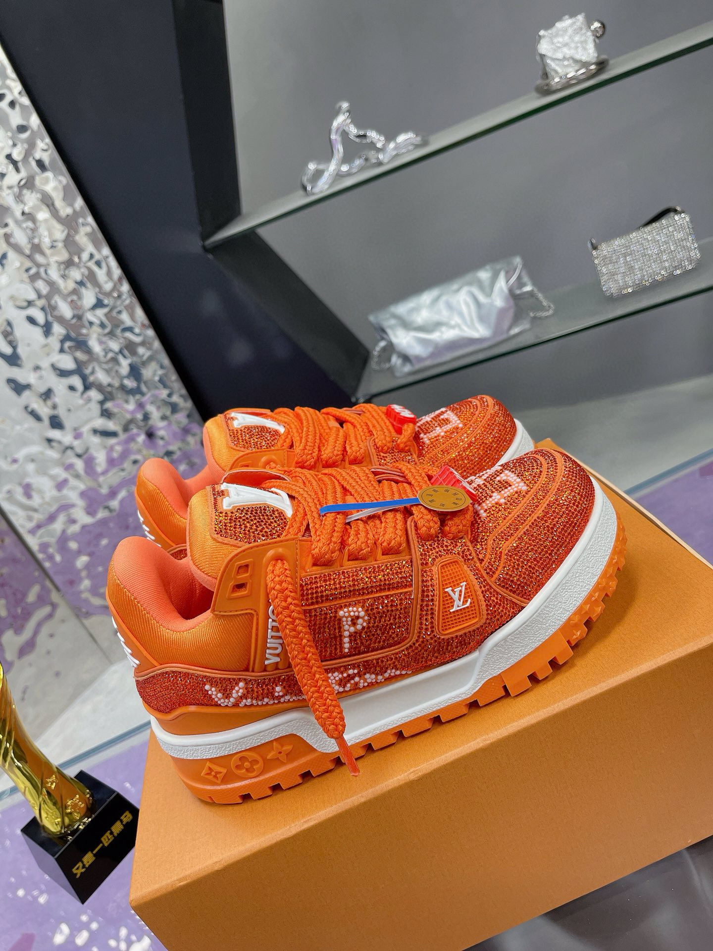 louis vuitton l couples sneakers 35-44 orange - Image 9