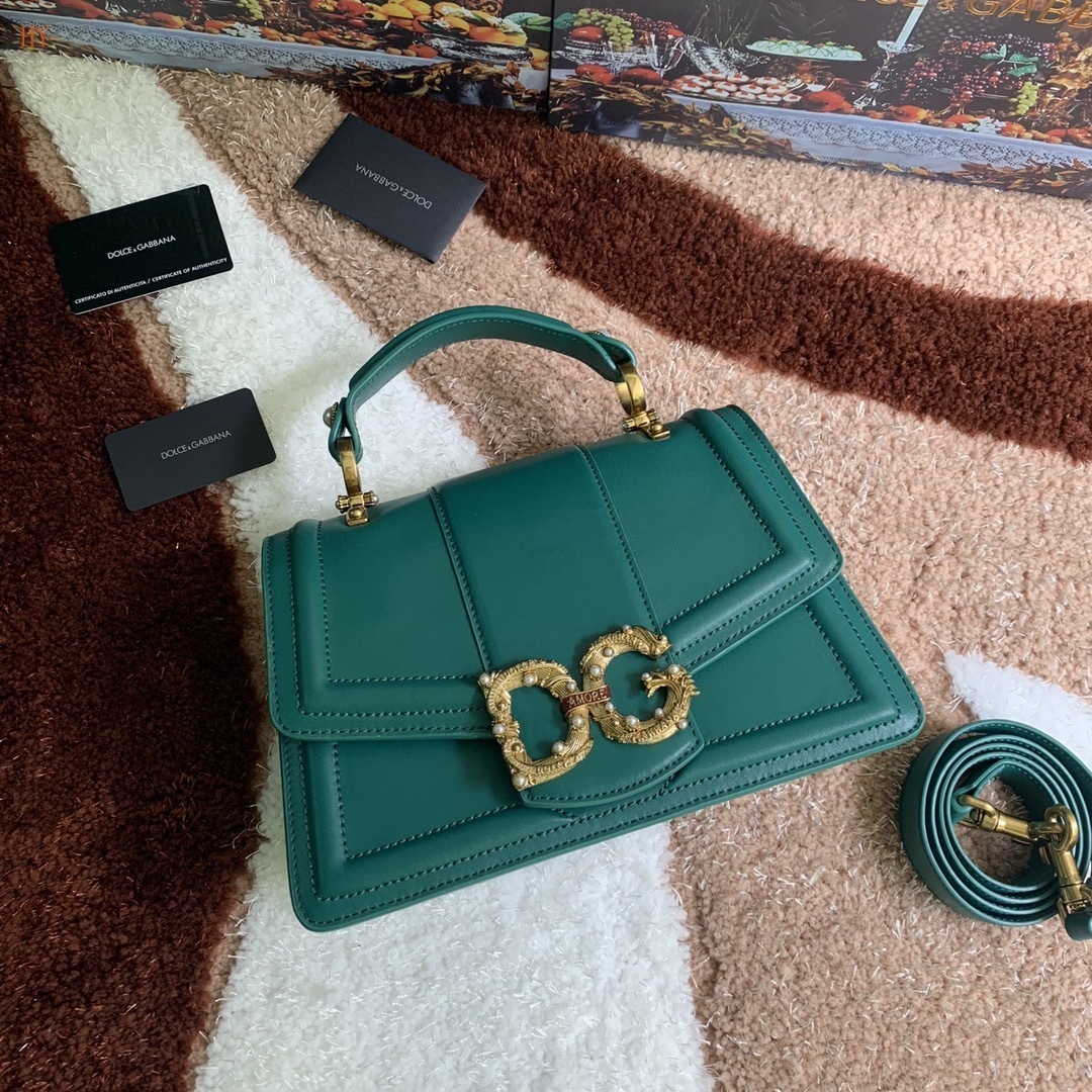 dolce & gabbana green dg logo handbag 27x18x8 cm