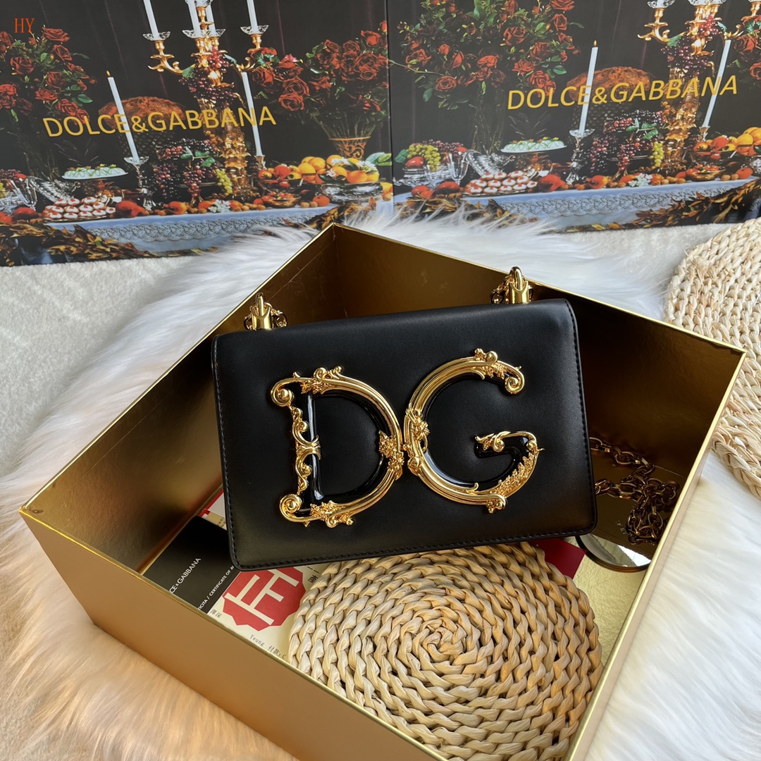 dolce & gabbana dg logo black handbag 21*15*4