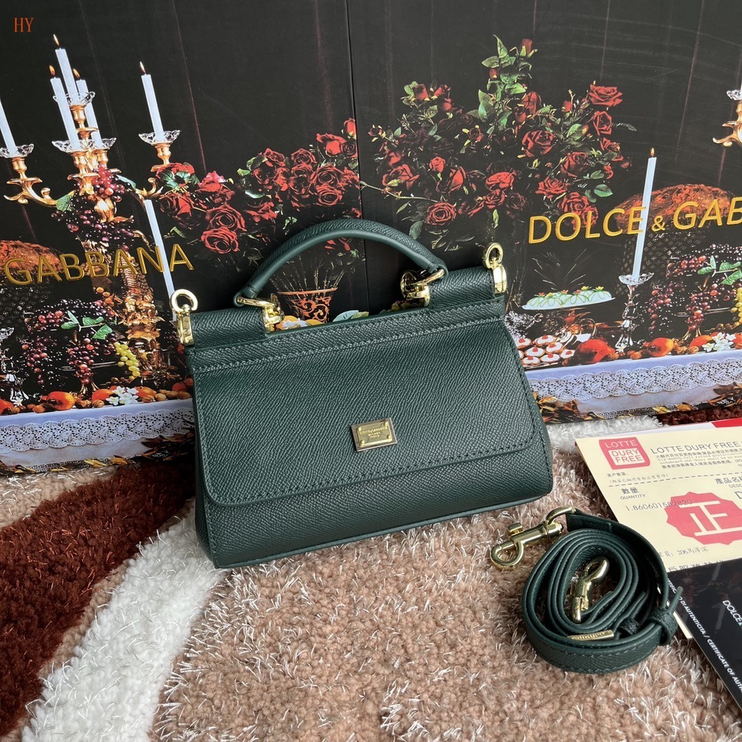 dolce & gabbana green leather handbag 18x11x6