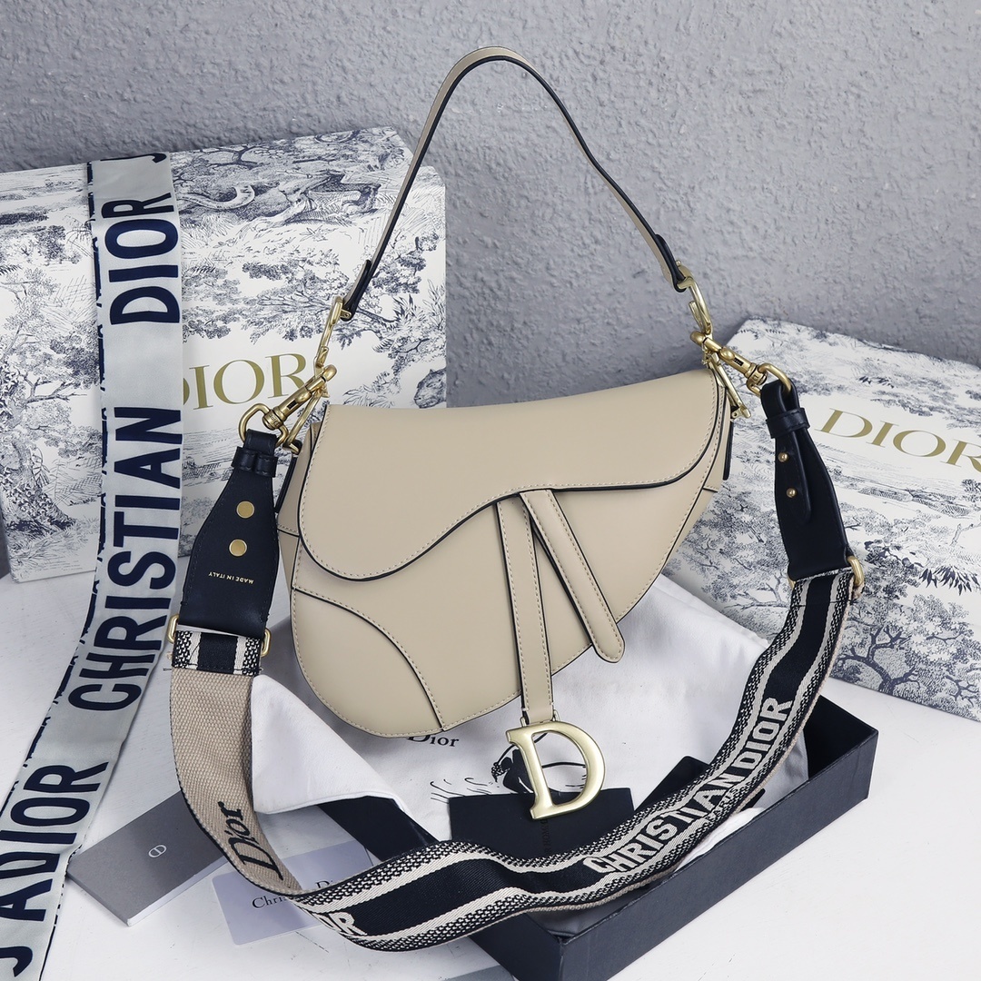 dior saddle bag - 25.5x20x6.5 cm - beige