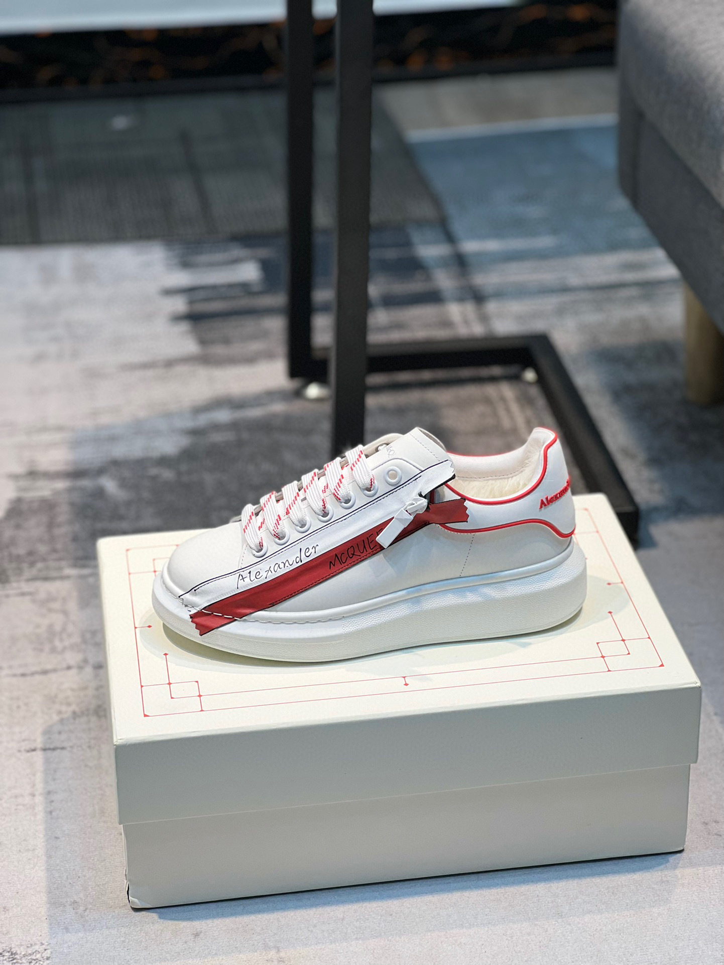alexander mcqueen white sneakers with red accents - size 35-44 - Image 9