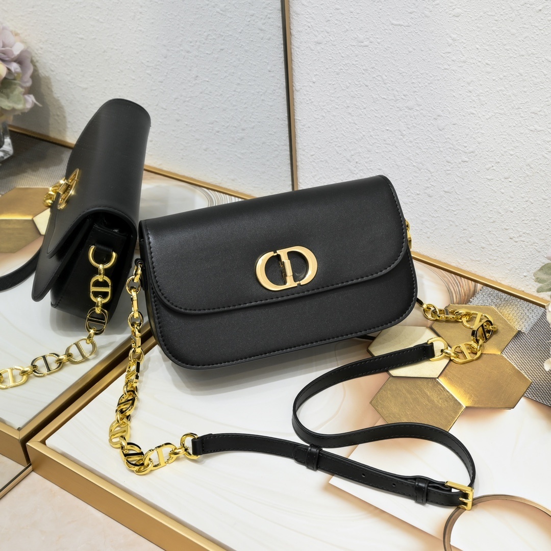 dior black leather crossbody bag - 22x13x6.5 cm