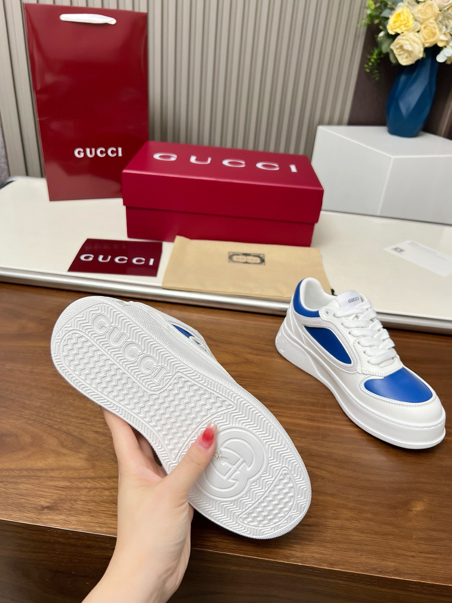 gucci g couples sneakers 35/44 - blue and white - Image 9