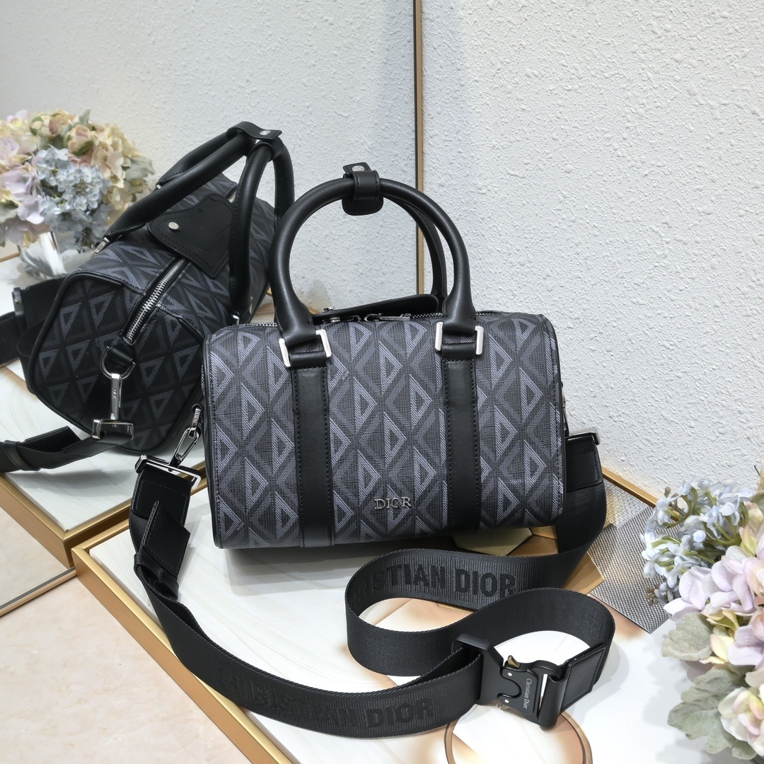 dior gray canvas handbag 26x16x14.5 cm