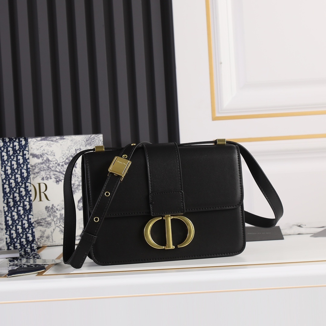 dior black leather handbag 24x17x8 cm