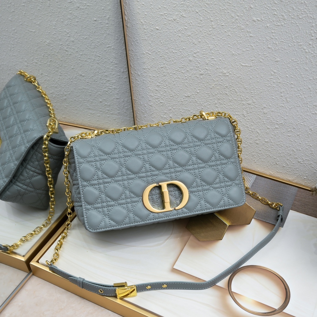 dior gray quilted leather chain bag