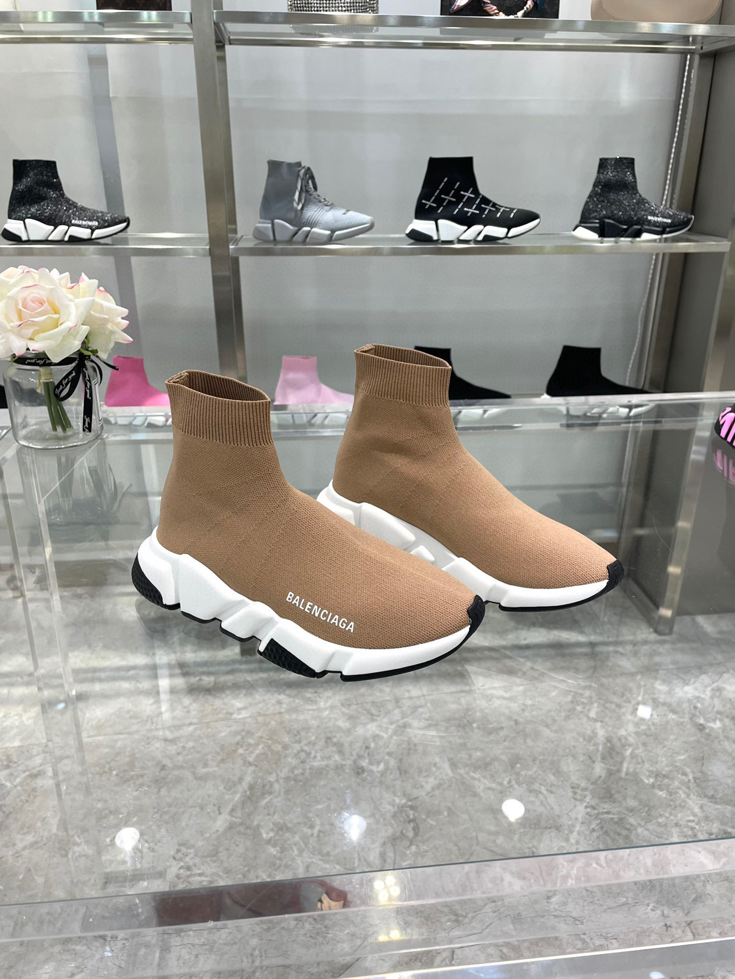 balenciaga sock sneakers in brown - sizes 35-44 - Image 9