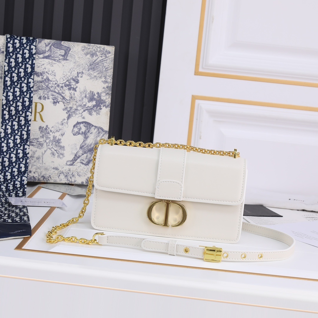 dior white leather crossbody bag - 21.5x12x6 cm