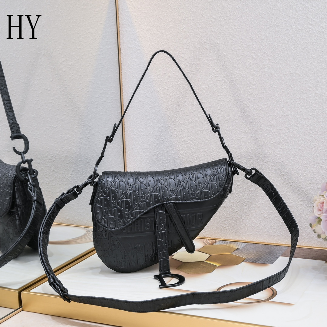 dior black saddle bag - 25.5x20x6.5 cm