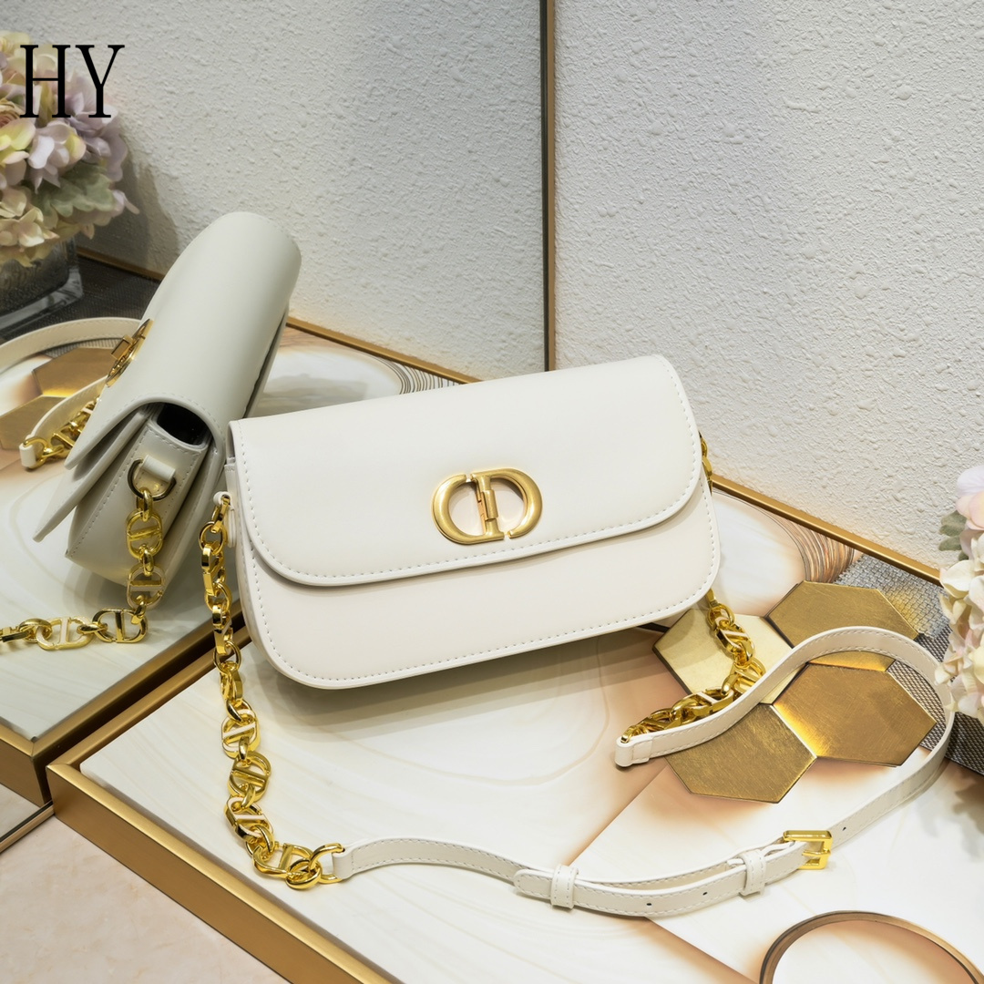dior white leather crossbody bag - 22x13x6.5 cm