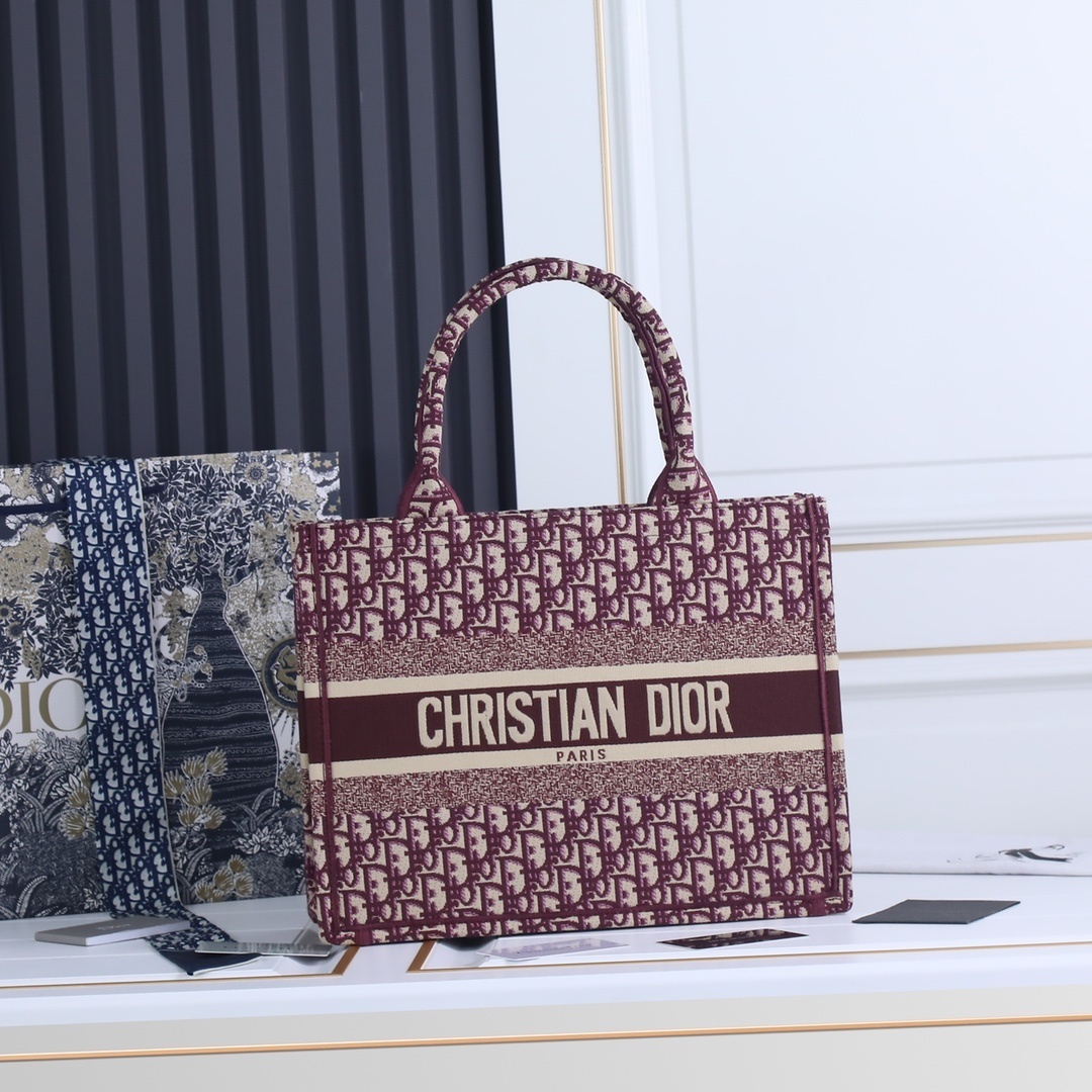 dior 36x20x15cm tote bag - burgundy