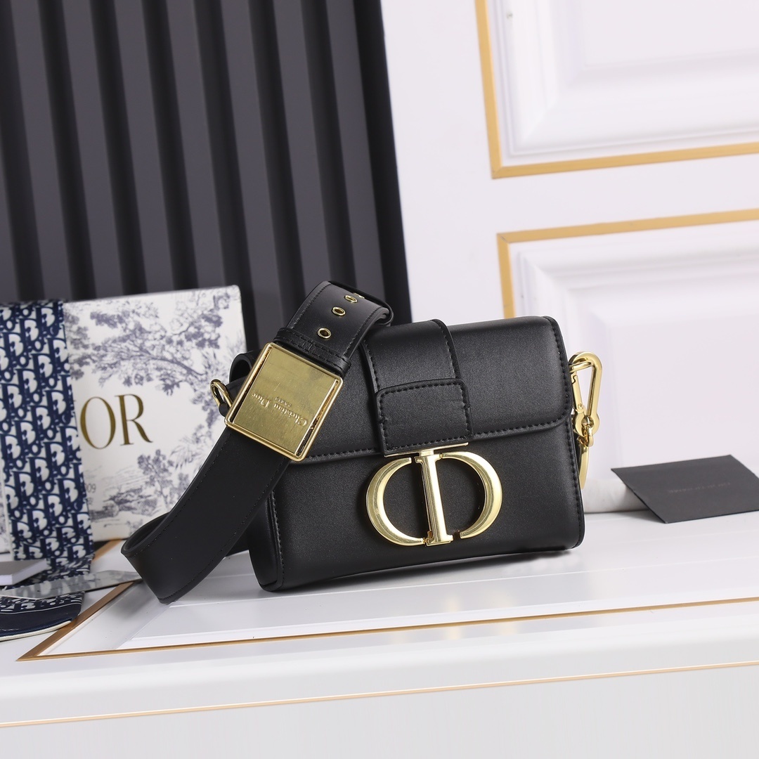 dior black leather shoulder bag - 17.5*11.5*5