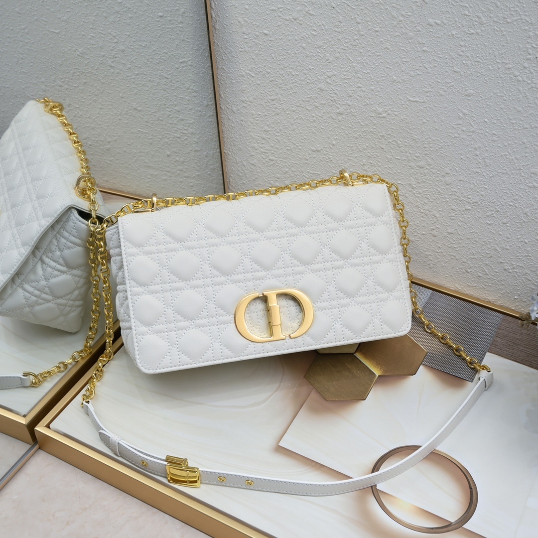 dior white quilted leather shoulder bag with gold chain