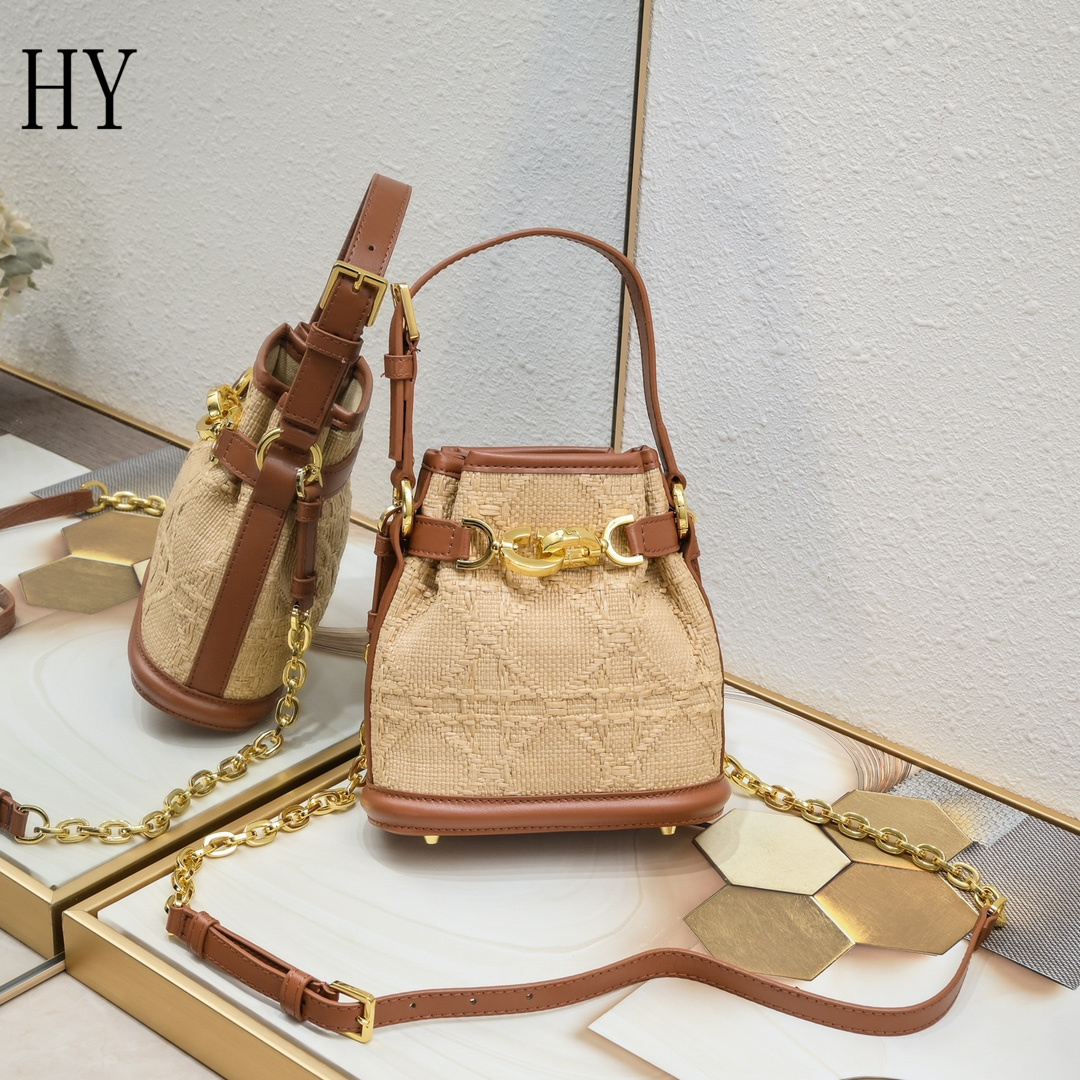 dior mini bucket bag 17x7x18 cm - beige & brown