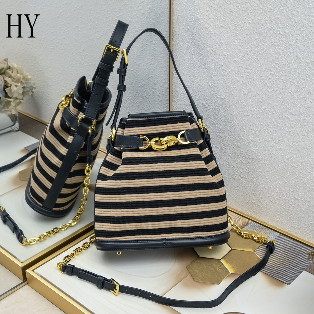 dior striped bucket bag - 24x24.5x10 cm