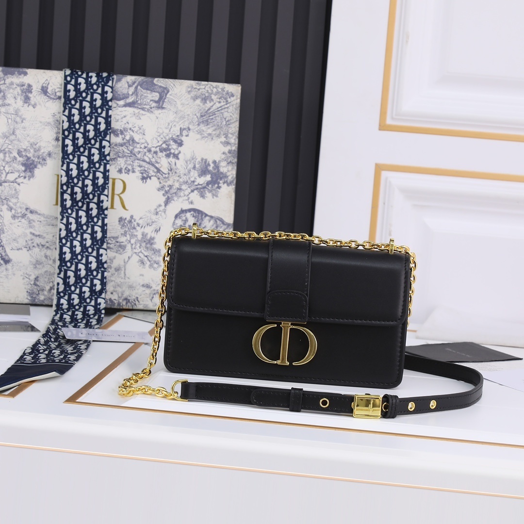 dior black leather crossbody bag - 21.5x12x6 cm