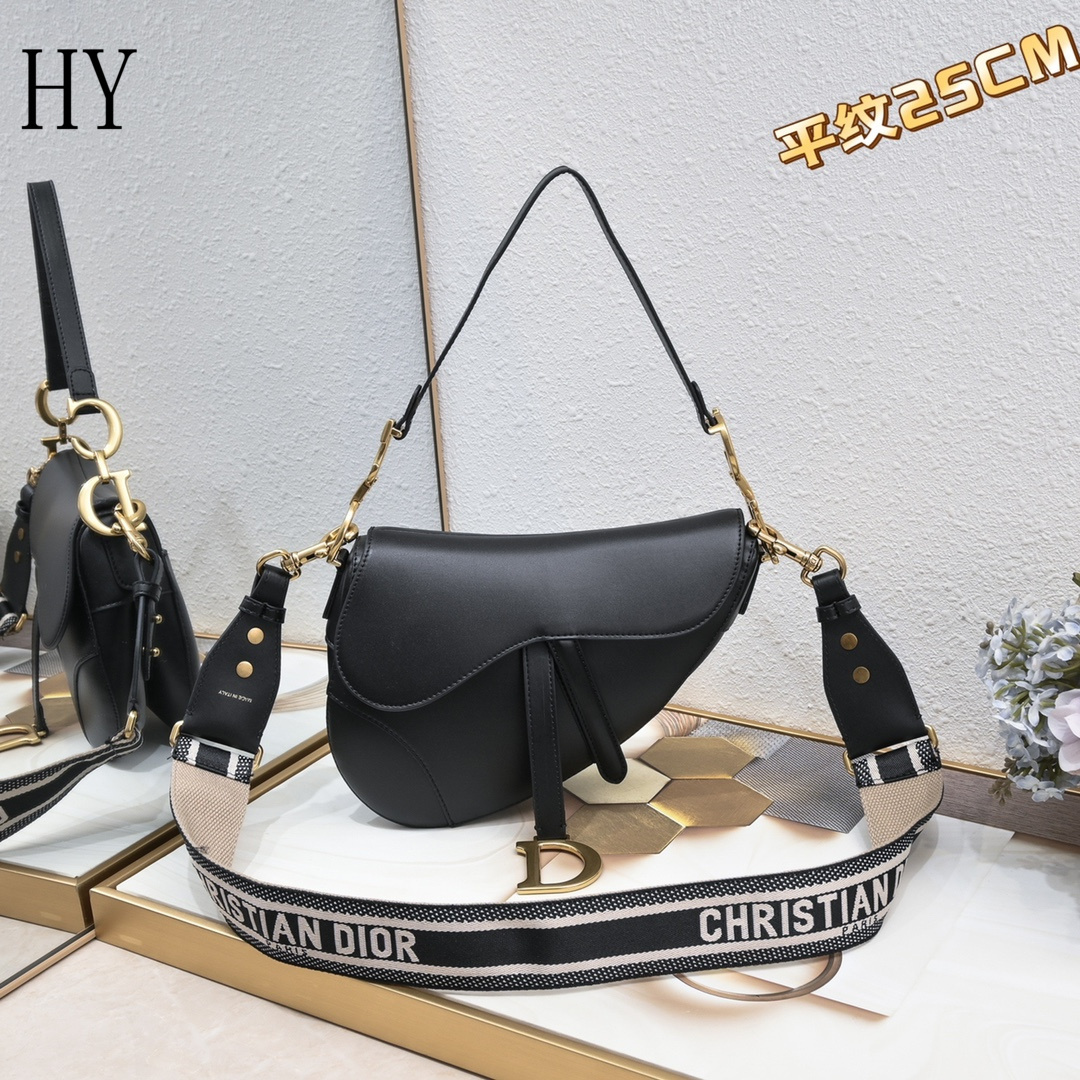 dior saddle bag - 25.5 x 20 x 6.5 cm - black