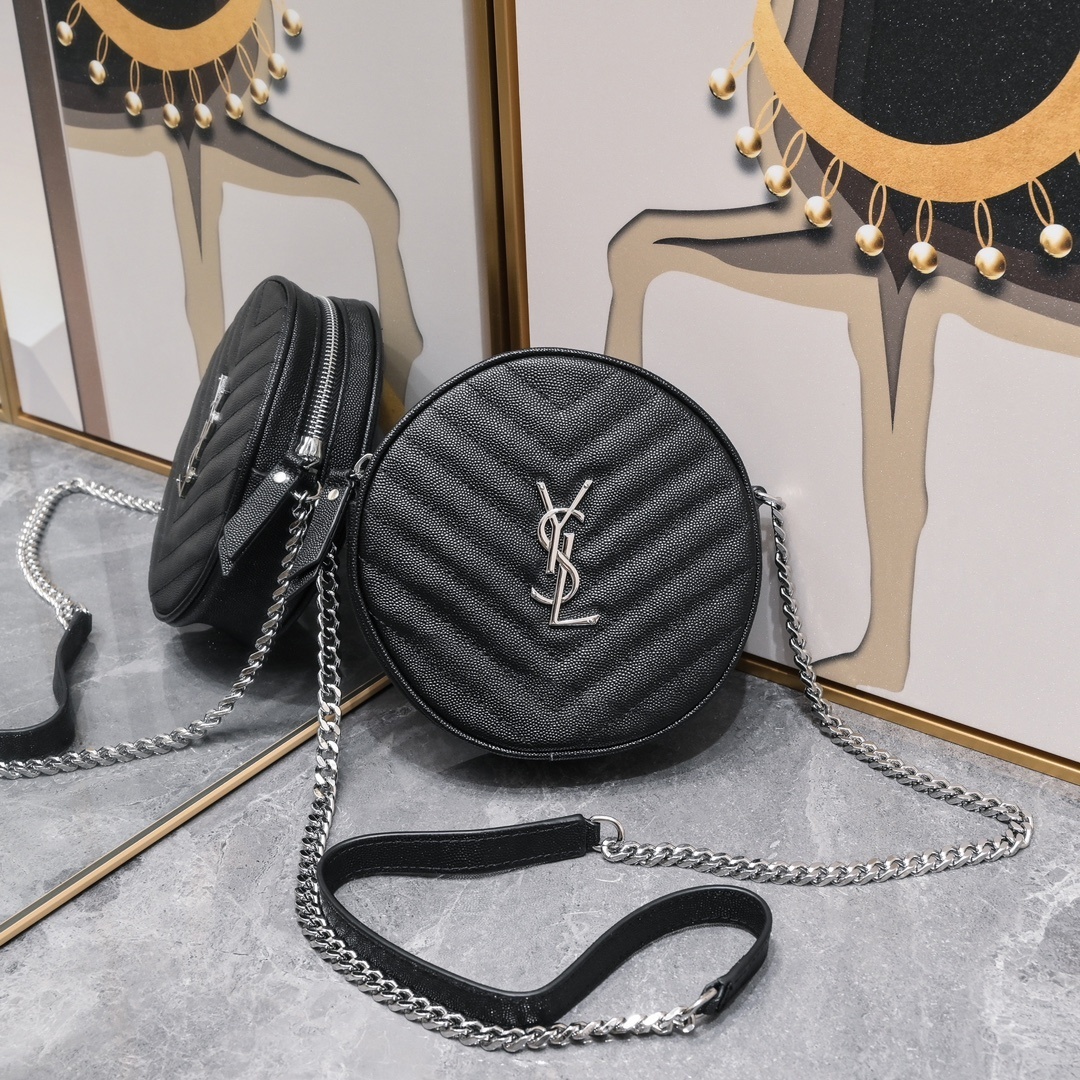 yves saint laurent round black bag 17x17x5.5 cm