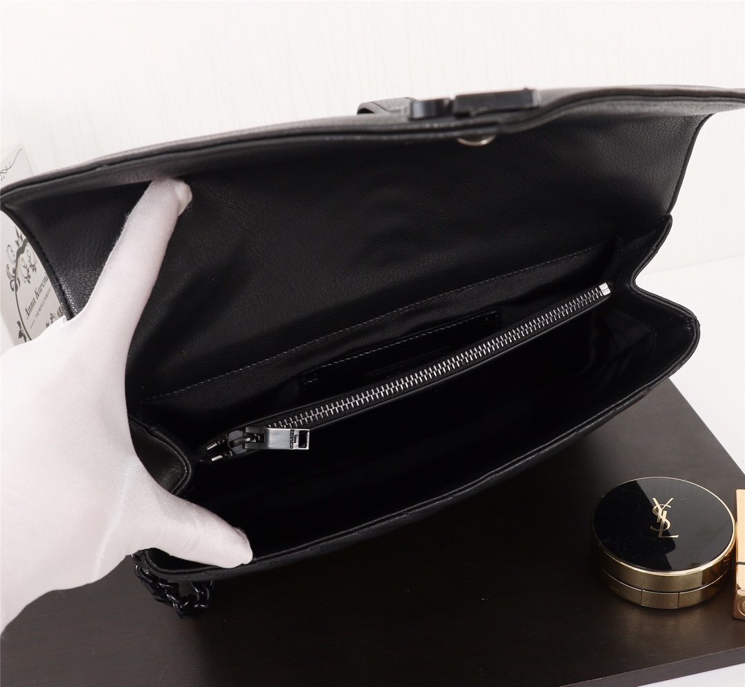yves saint laurent black chevron handbag 32*21*9 - Image 9