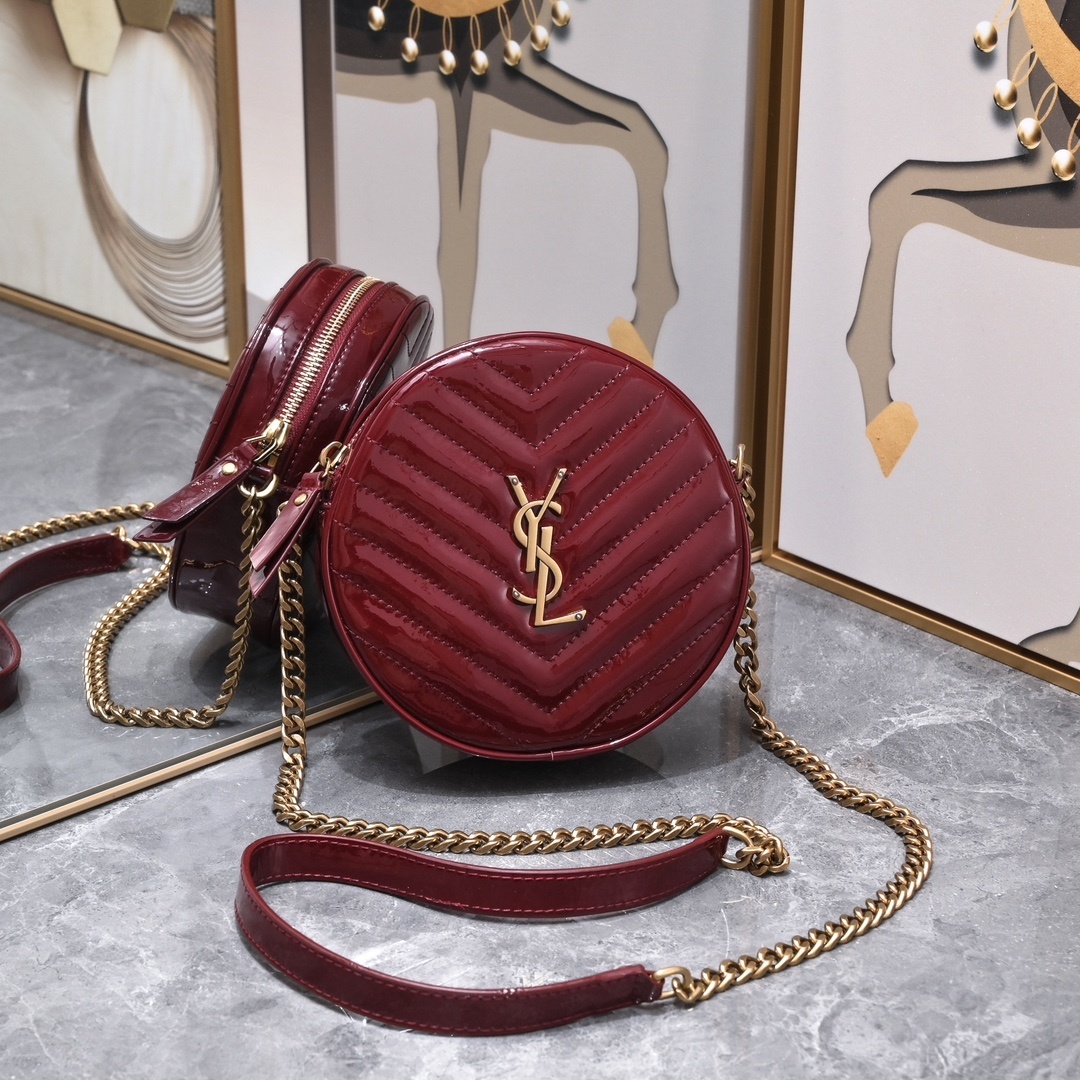 yves saint laurent round crossbody bag - 17x17x5.5 cm