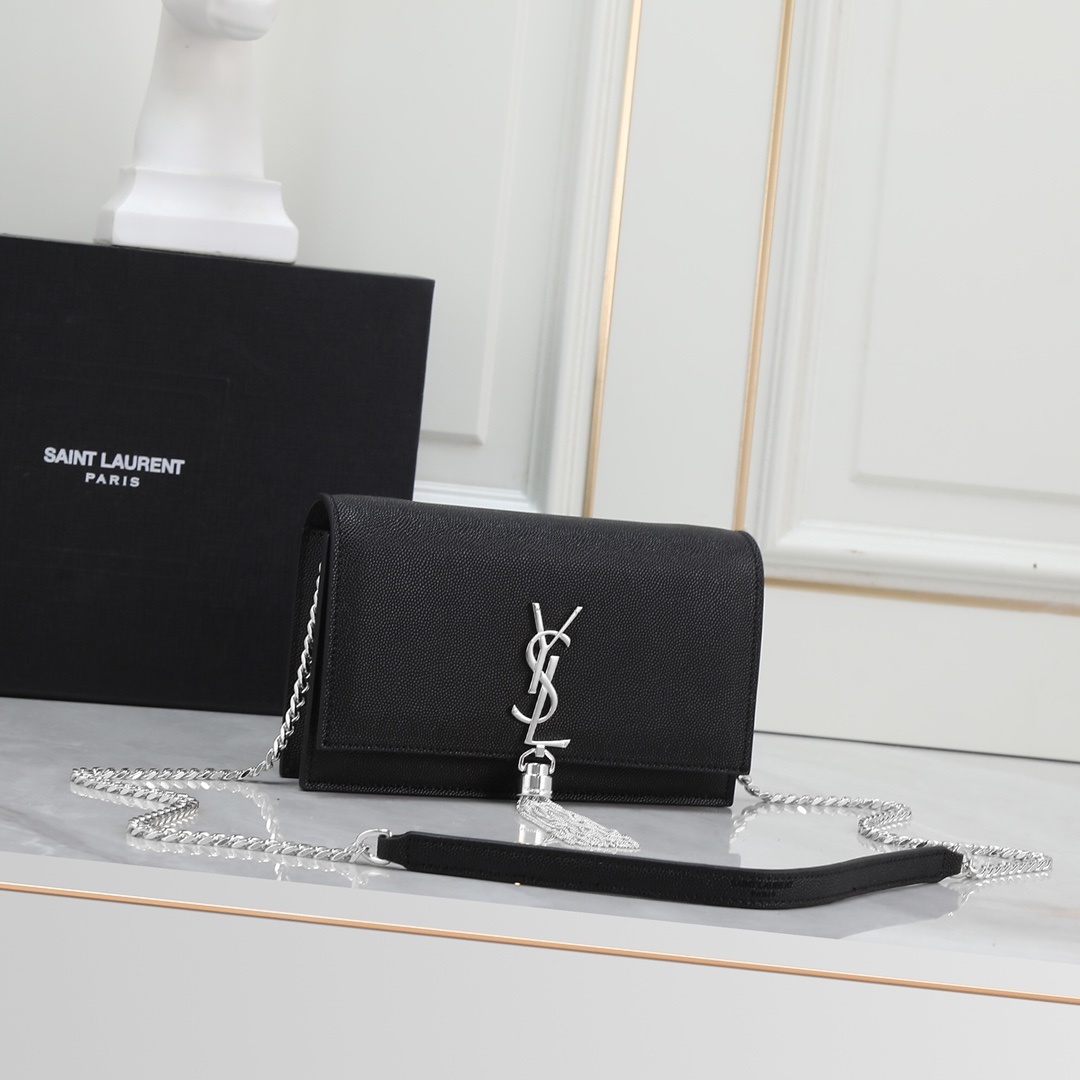 yves saint laurent black wallet on chain - 19x12.5x4 cm