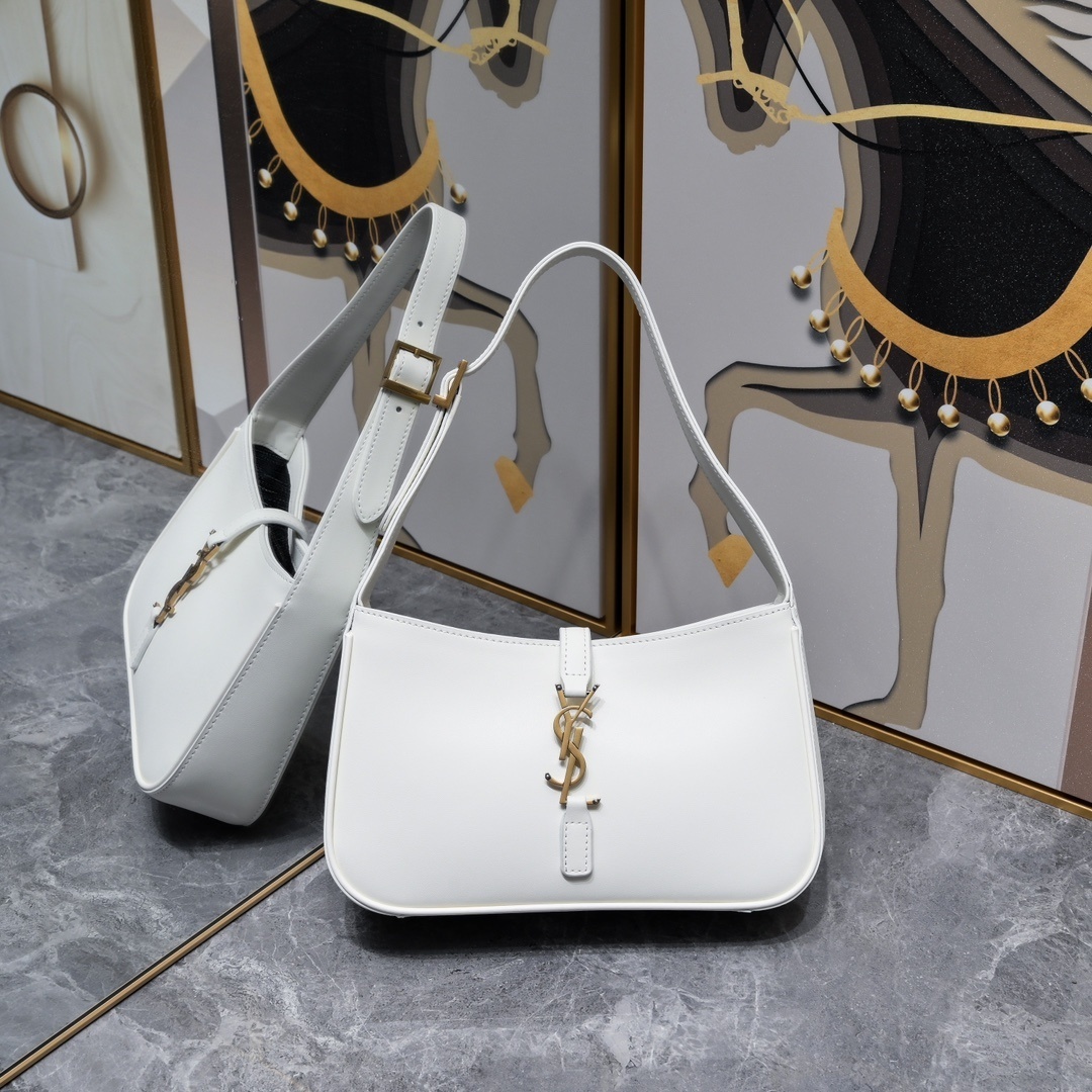 yves saint laurent white leather handbag 24.5x16x6cm
