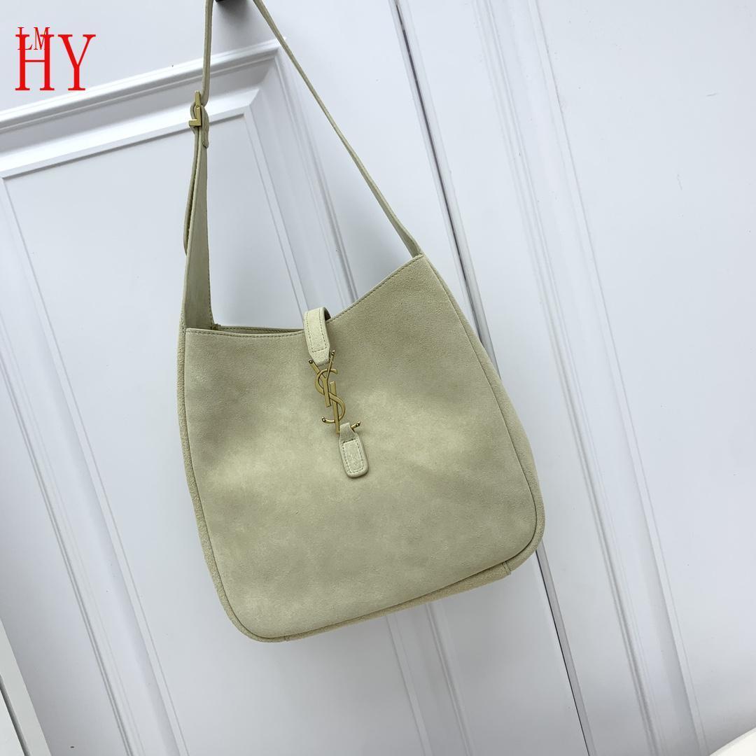 yves saint laurent suede shoulder bag - light green