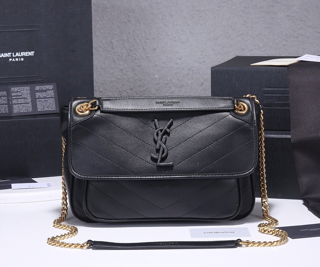 yves saint laurent black quilted leather crossbody bag