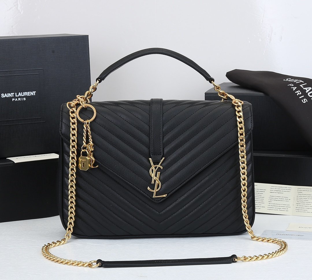 yves saint laurent black chevron bag 32x21x9 cm