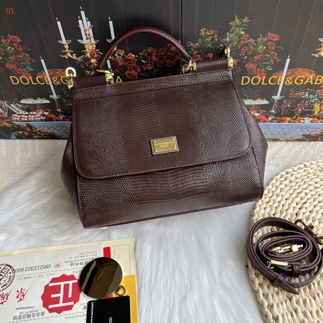 dolce & gabbana brown textured handbag 25x20x12 cm