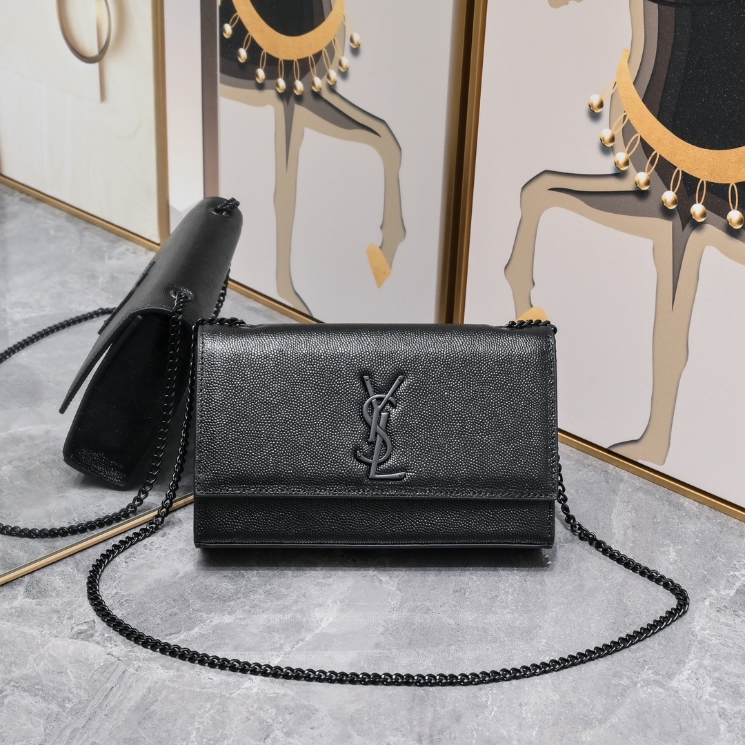 yves saint laurent black leather crossbody bag